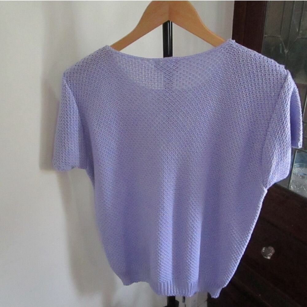 Vintage Cristin Stevens Lilac Knit Short Sleeve Sweater USA - Picture 10 of 16